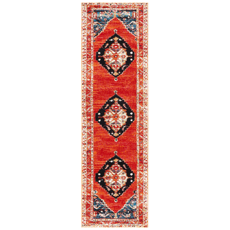 Tapis oriental rouge / bleu marine Carabella, Tapis de couloir 2 pi 3 po x 10 pi