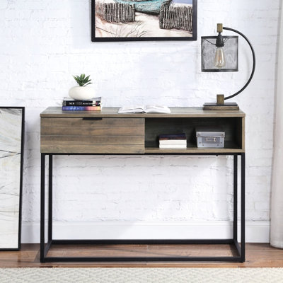 Bureau d'étude rustique en chêne et noir rustique avec tablette polyvalente pour l'apprentissage