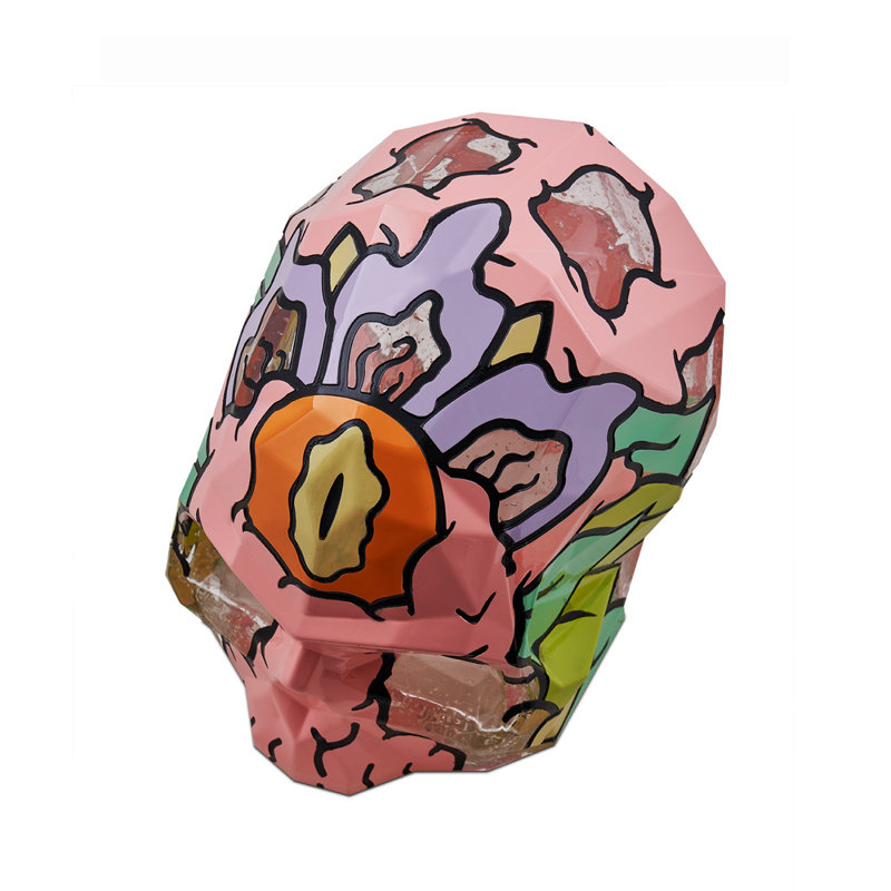 Memento Mori Rock and Pop Skull Sculpture