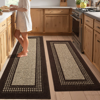 Timeless Framed Pattern Stain Resistant Kitchen Mat