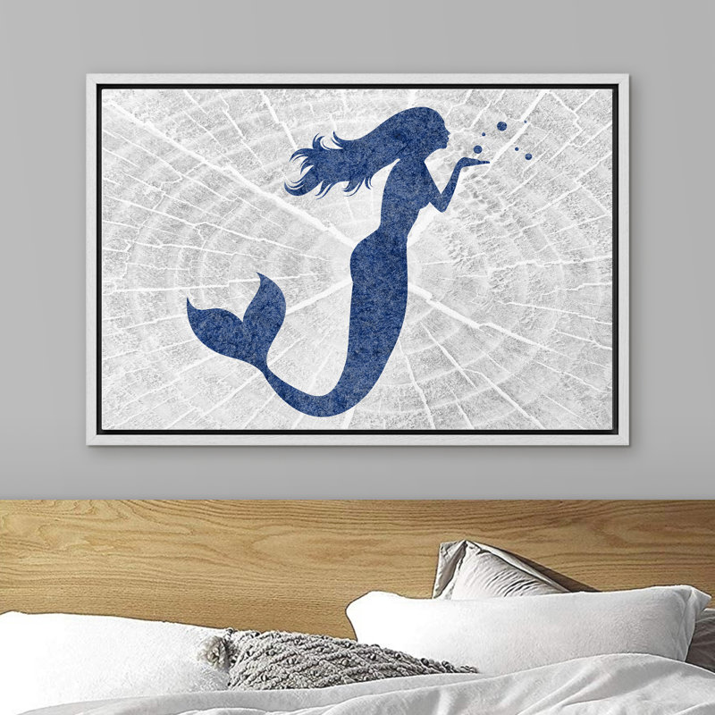 " Mermaid Blowing Bubbles ", White, 24" H x 36" W x 1.5" D