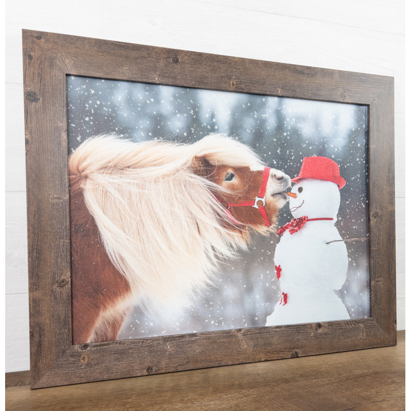 «Don't Resist Snowman Horse Pony» - impression, H 22 po x l 28 po x P 1 po, Gris foncé