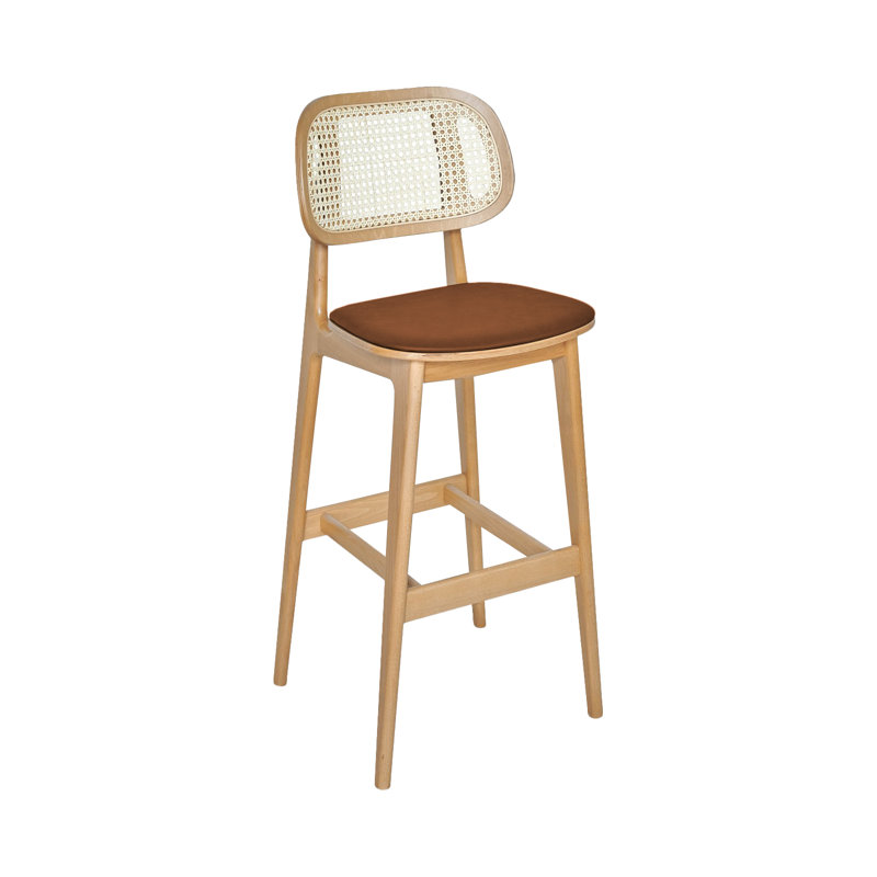 Tabouret 30 "Emma Cane, Brun clair, Caramel