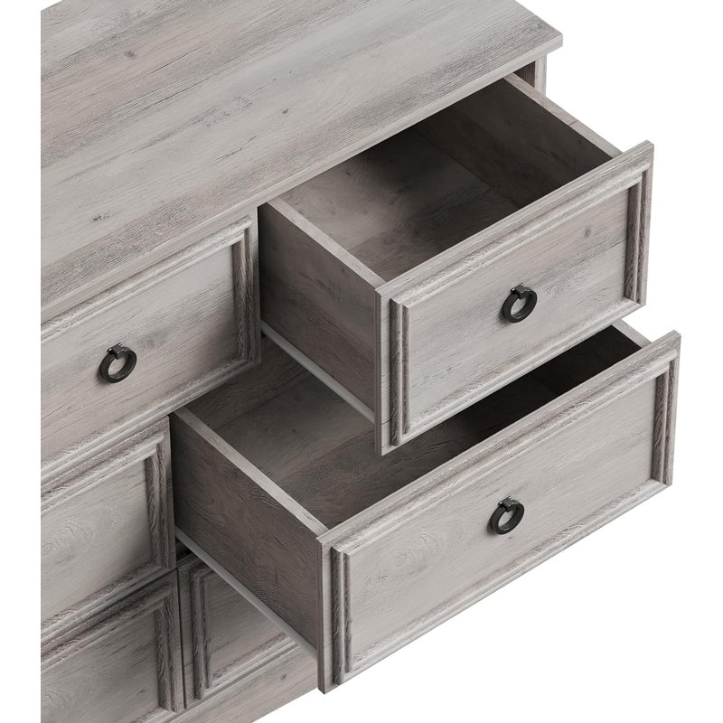 3 Piece Bedroom Set - 10 Drawer Dresser And Two 2 Drawer Nightstands,gray Wash