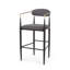 Ensemble de 2 tabourets de bar, tabourets de bar rembourrés à hauteur de comptoir avec dossier pour îlot de cuisine, pieds en fer-1088863307