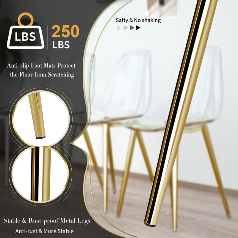 Sabec 6 - Person Glass Top Three Leg Dining Set, Gold, 29.5" H x 39.37" L x39.37" W, 5