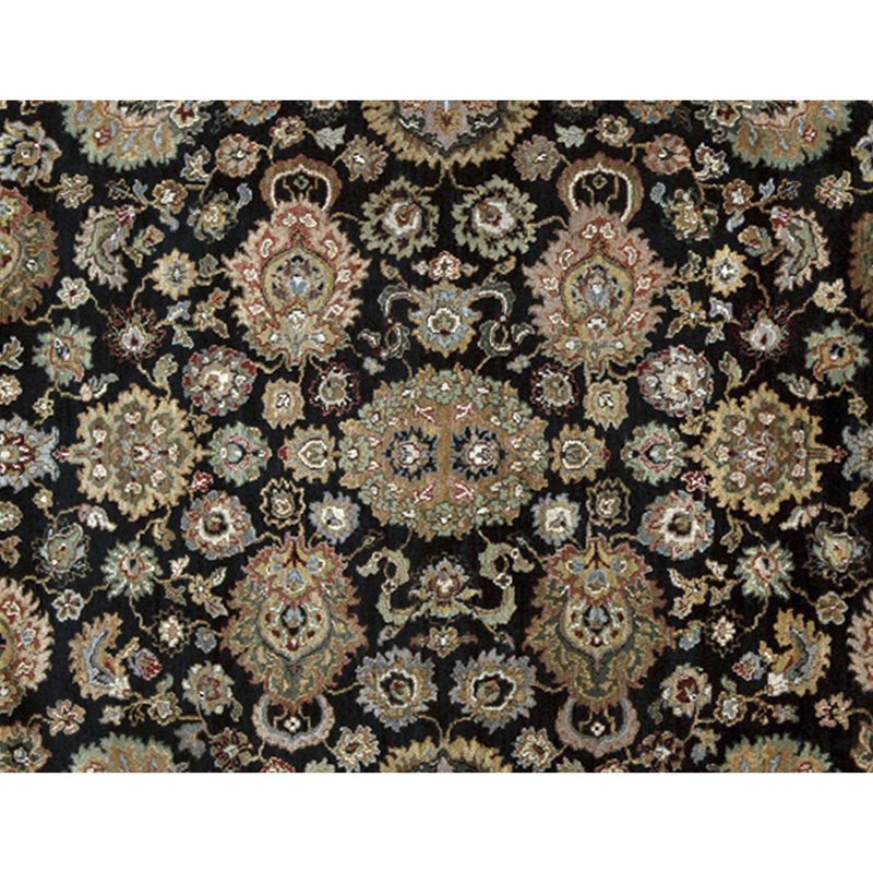 Hand Knotted Wool Area Rug in Black And Gold