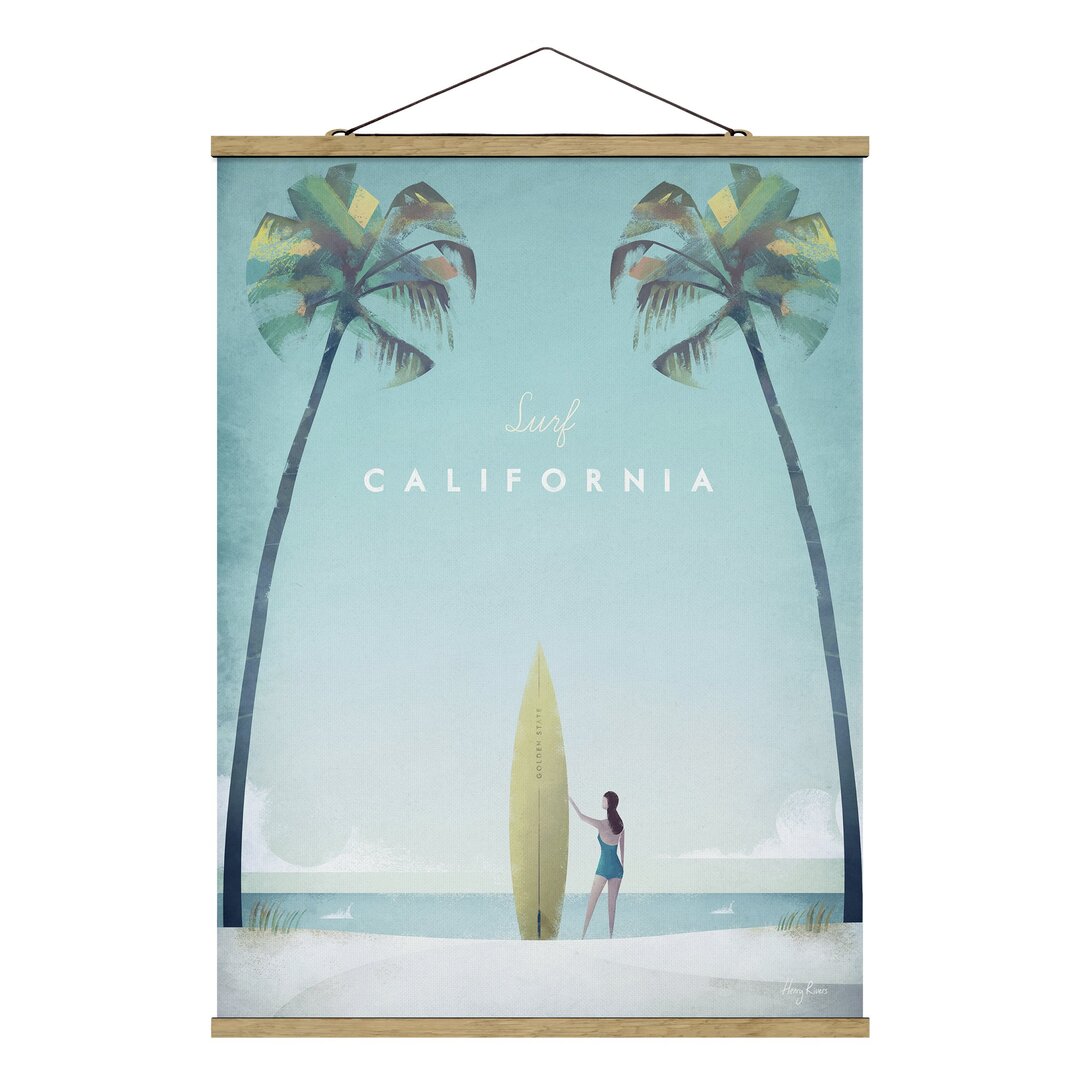 Stoffbild Mit Posterleisten - Reiseposter - California - Hochformat 4:3