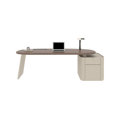 55.12"Oval-Shape Retractable Office Desk