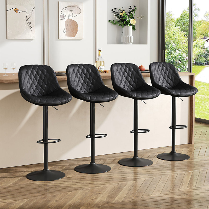 Federalsburg Swivel Upholstered Adjustable Height Counter Stool with Metal Frame