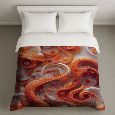Housses de couette tourbillonnantes à motif abstrait orange