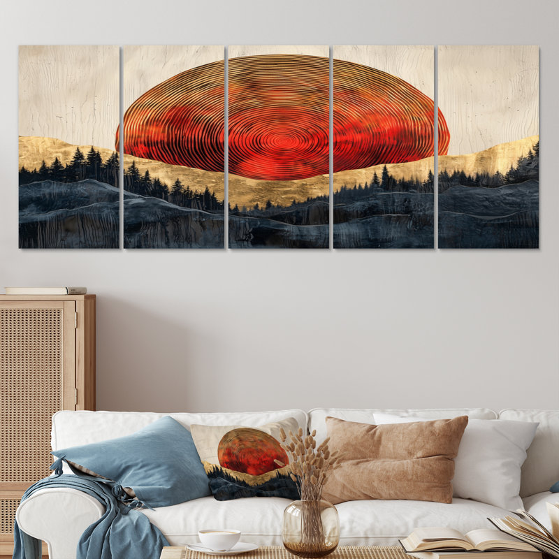 Crigler - forêt, art mural - décoration murale traditionnelle, H 32 po x l 80 po, 5