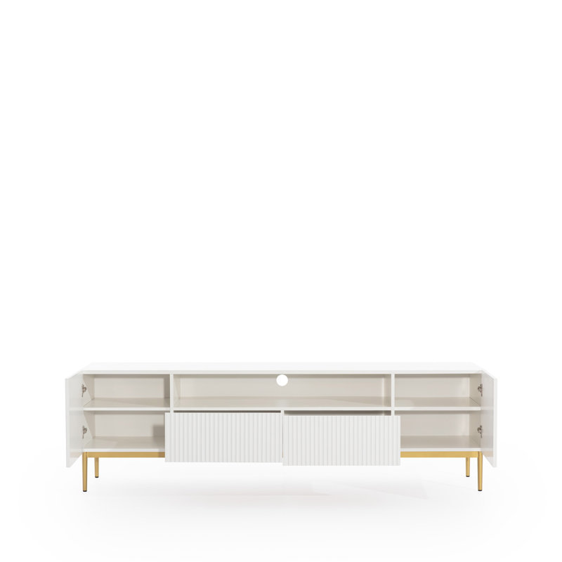 Ameal TV Stand for TVs up to 55", White/Gold
