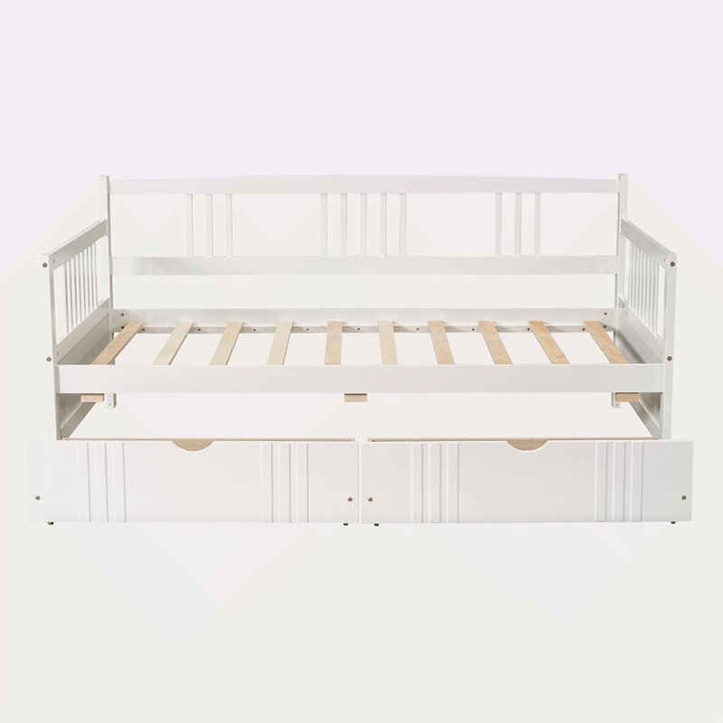 Daybed Wood Bed With Two Drawers, Twin, White