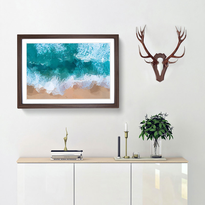 Beach in Melbourne Australia in Abstract - Picture Frame Graphic Art Print, Walnut Framed, 62cm H x 87cm W x 2cm D
