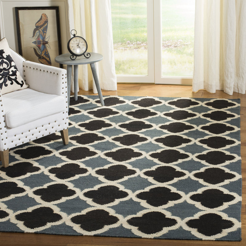 Milltown Hand Woven Flat Weave Wool Geometric Rug, Rectangle 4' x 6'