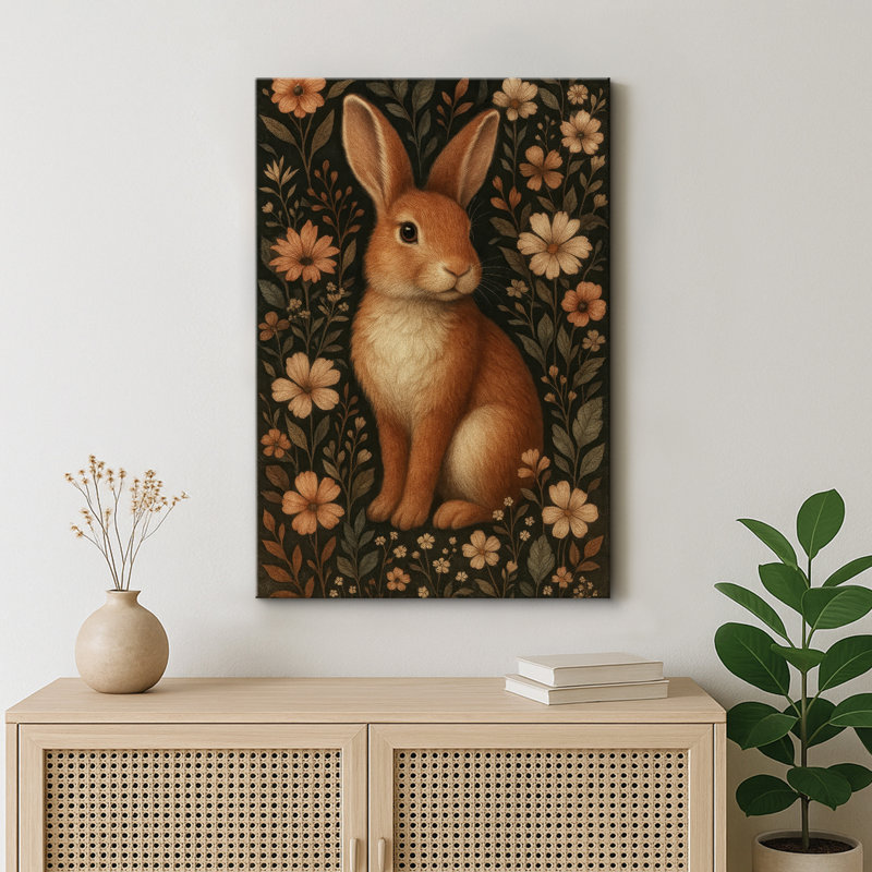 Œuvre d'art de portrait de lapin rétro, photos de salon, impression sur toile encadrée, H 48 po x l 32 po x P 1,5 po