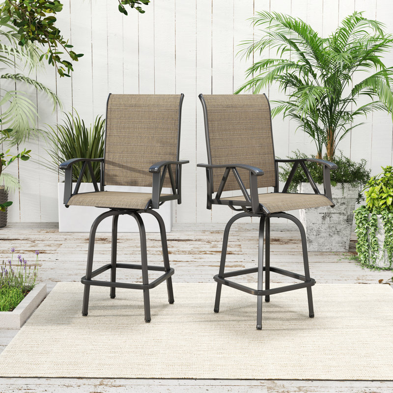 Tabourets de comptoir pivotants en polyester 23,6 po Arkayla, Brun