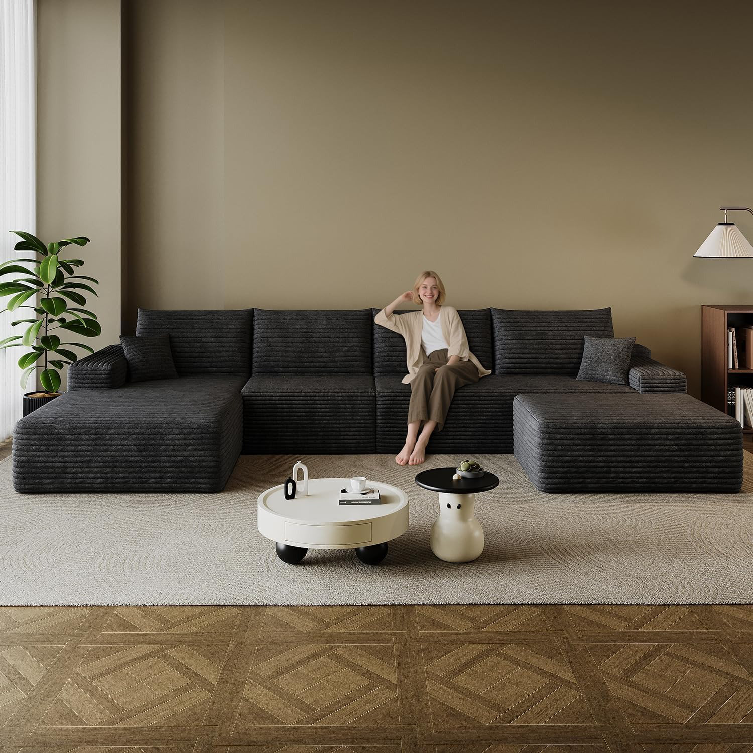 Latitude Run® 135.6" Boneless Sectional Couch Modern Modular U - Shape ...