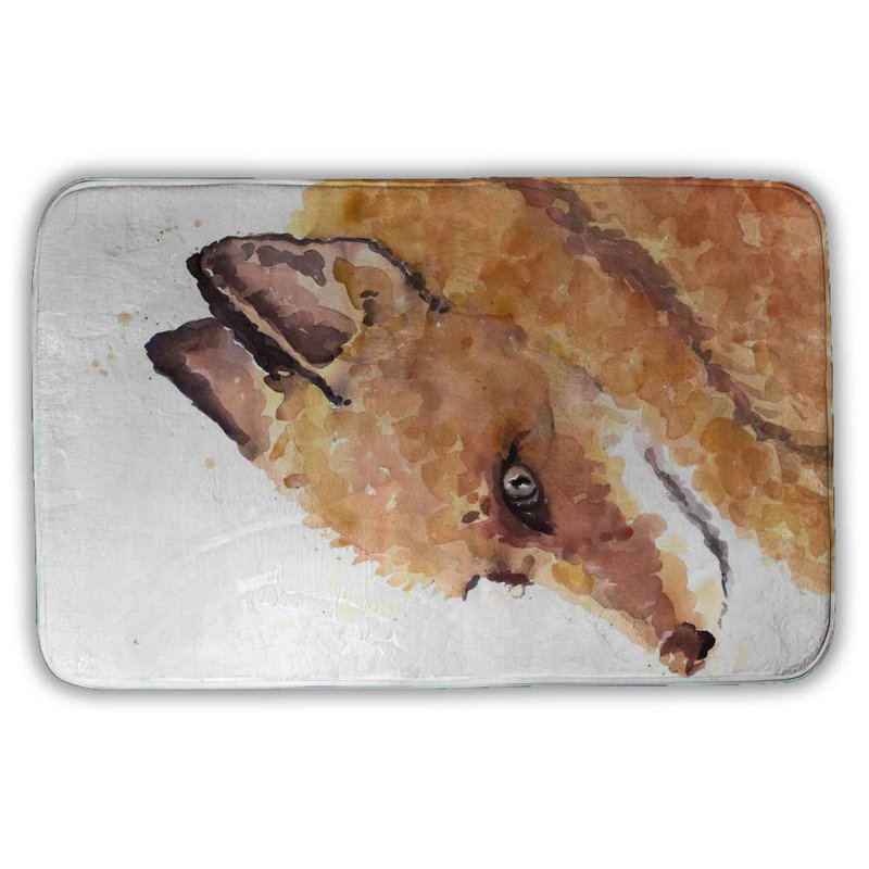 Fox Bath Mat with Non-Slip Backing - Quick Dry Memory Foam Bathroom Rug - Absorbent - Modern Plush Spa-Style - Machine Washable