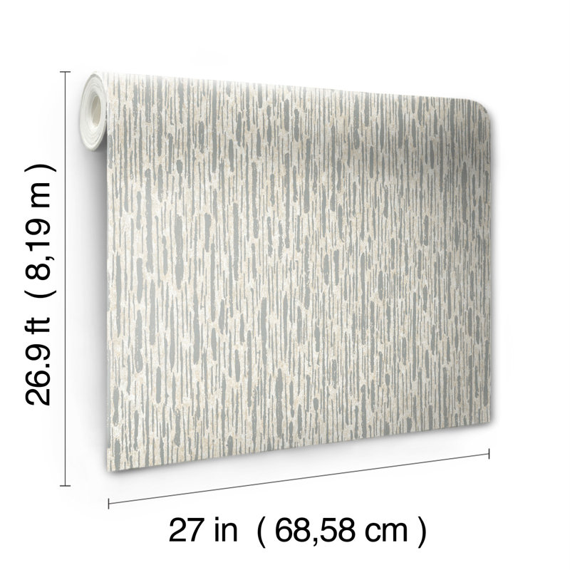 Abstract Metallic Wallpaper Roll, Cream/Silver