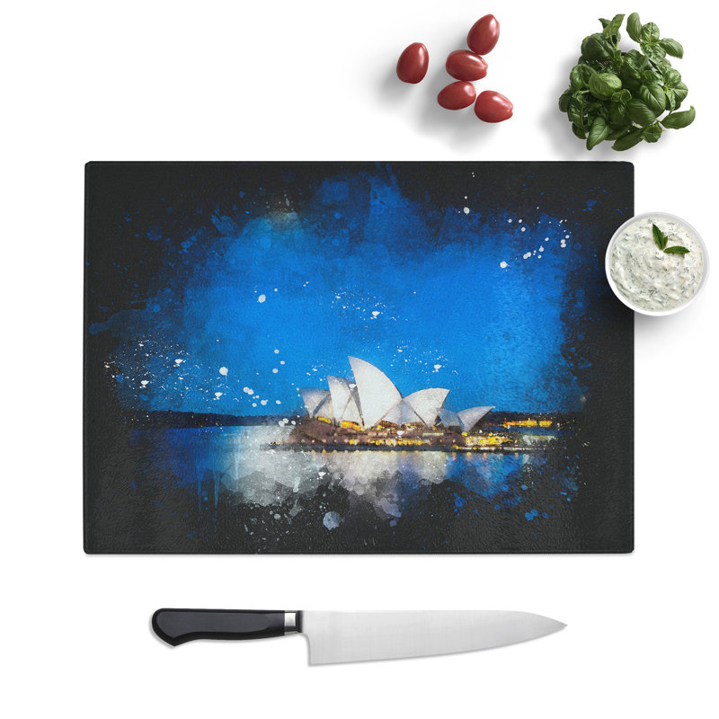 Tempered Glass Sydney Opera House Chopping Board, 28.5 cm x 39 cm