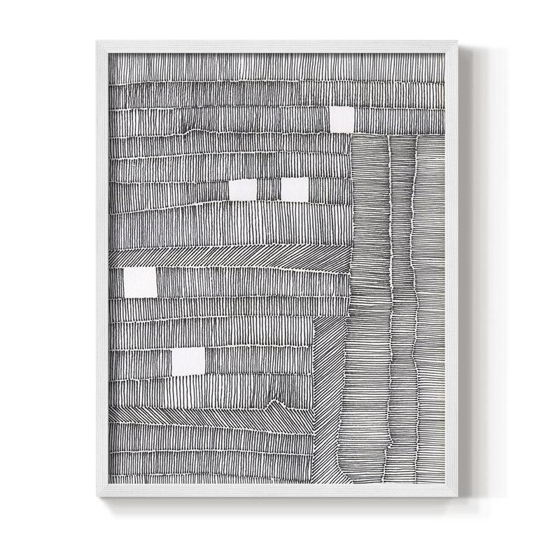 «Tedious II», reproduction encadrée - bois massif, Blanc, H 14 po x l 11 po