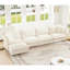 Canapé modulaire long en L avec housse avec housse, canapé 4 places avec accoudoirs polyvalents, canapé à assise profonde en chenille avec 2 grands coussins, canapé confortable pour le salon, appartement, tissu chenille, crème-885126613