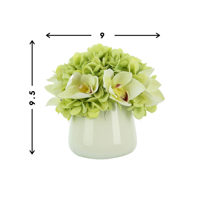 Hydrangea and Cymbidium Mixed Floral Arrangement in Vase