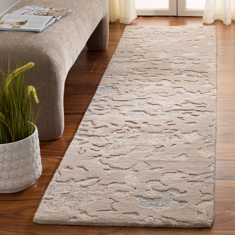 Récolte 80% laine touffetée à la main Harvest 703; Tapis abstrait 20% coton, Tapis de couloir 2 pi 3 po x 9 pi