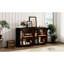 Armoire noire avec 4 portes et verre. Rangement pour la salle de jeux. Tablettes réglables, fabrication robuste. Buffet élégant 4 portes, noir. Abondant porte-bol à mélanger. Construire.-633646186