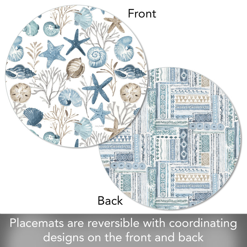 CounterArt Blue Escape Reversible Round Plastic Placemat 4 Pack