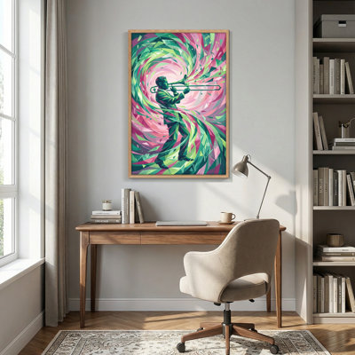 Tableau encadré sur toile, motif jazz coloré, 1 pièce, 32 x 48 pouces