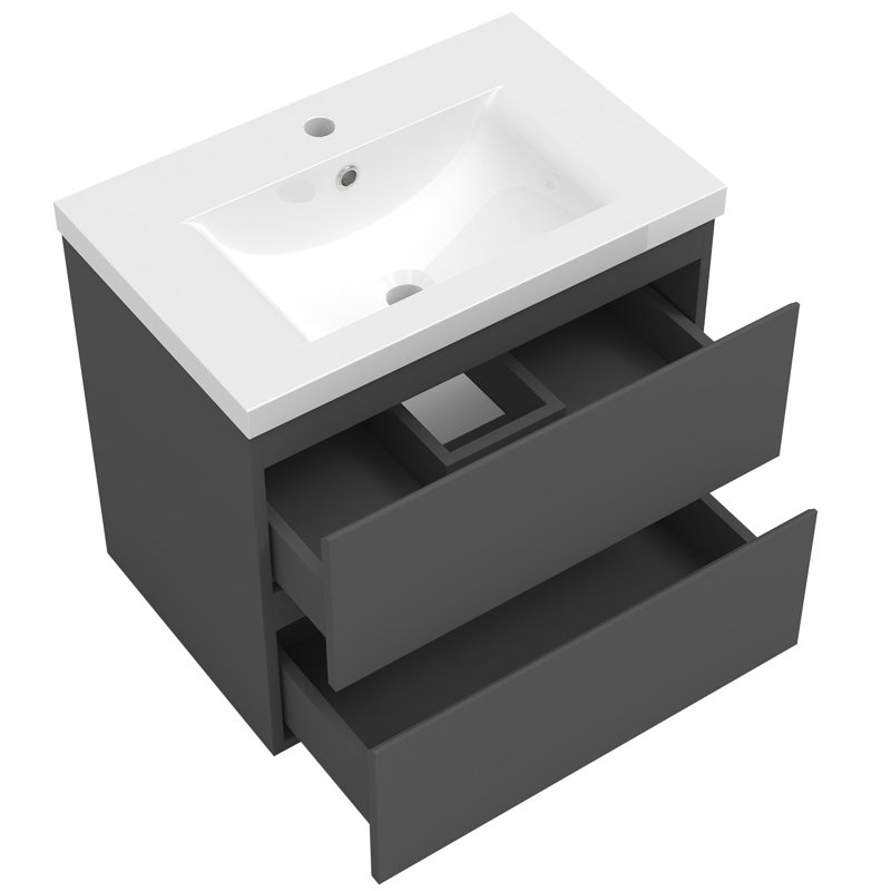 Corelli 600 mm Freestanding Combined Vanity Unit with Drop In Ceramic Basin, Black