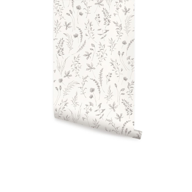 Grapevine Peel & Stick Floral Roll,  2' W  x 18' H, Gray