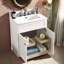 Ensemble de meuble-lavabo autoportant avec lavabo, structure en bois massif, assemblage facile, conception moderne-873821994