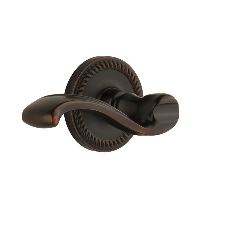 Grandeur Newport Rosette Privacy with Portofino Lever, Timeless Bronze, 2 3/4"