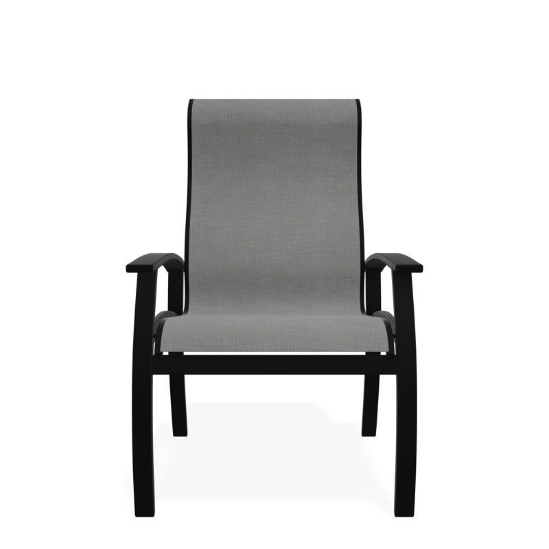 Belle Isle Outdoor Dining Armchair, Alloy Sunbrella®, Black