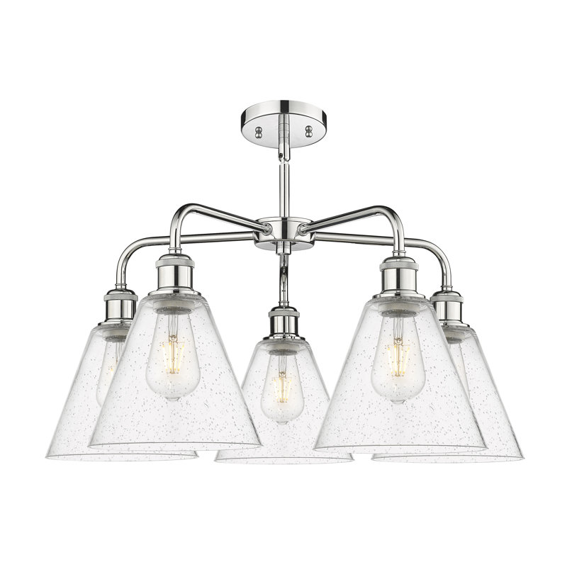 Lustre conique à 5 lumières Mallery, Chrome poli