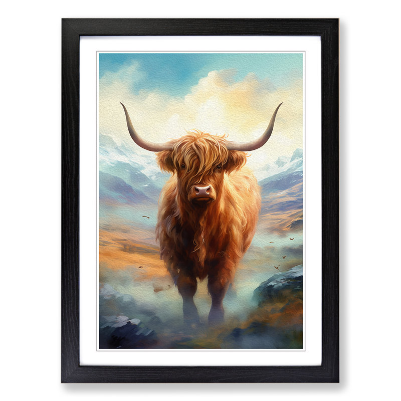 Highland Cow Romanticism Art - Framed Print