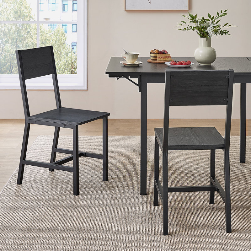 Rustic Wood Chairs With Metal Steel Frame, Gray