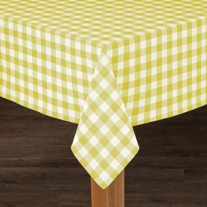 Knopp Plaid 100% Cotton Tablecloth, Yellow, 120" L x 60" W