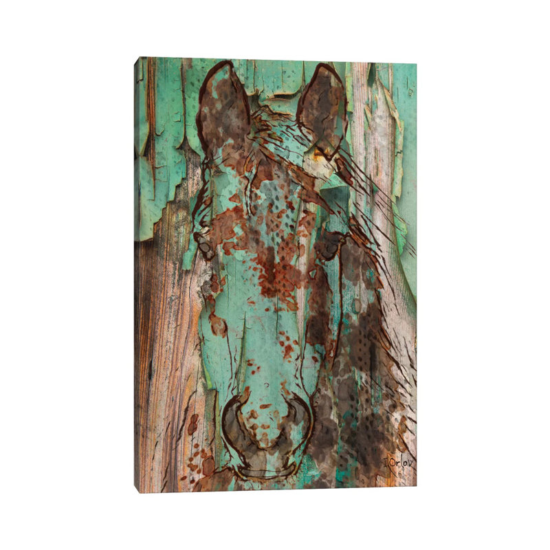 Green Horse by Irena Orlov - Print on Canvas, 20.32 cm H x 30.48 cm W, Wrapped Canvas