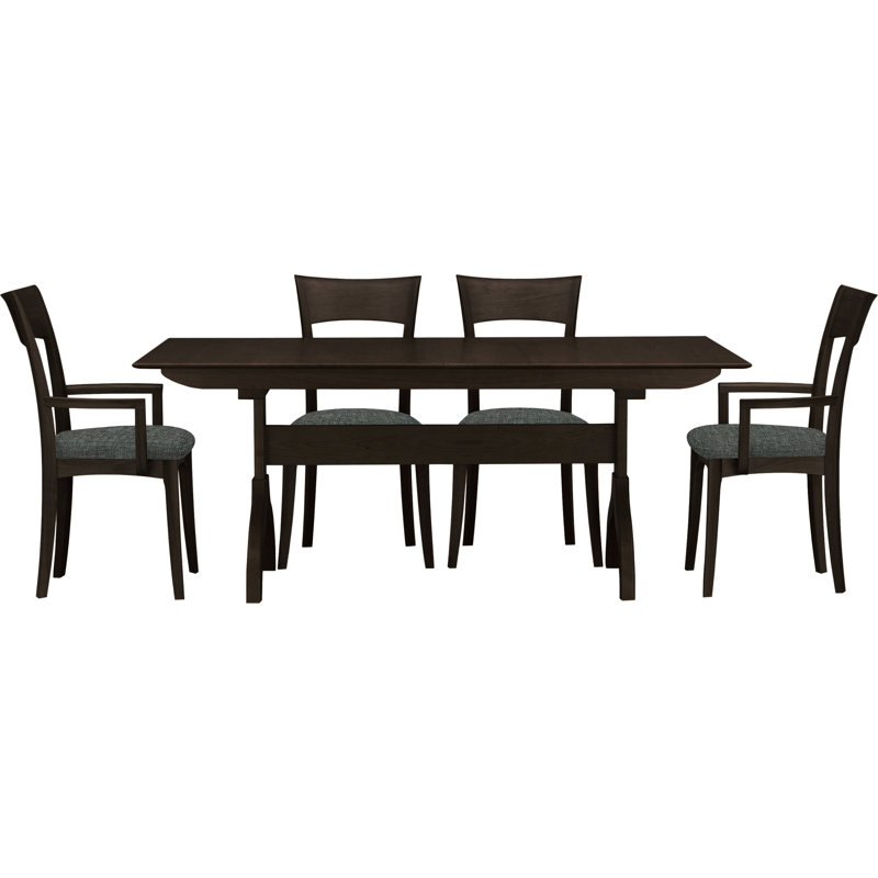 Sarah 5 - Piece Dining Set, Smoke Cherry, Hemp Fabric