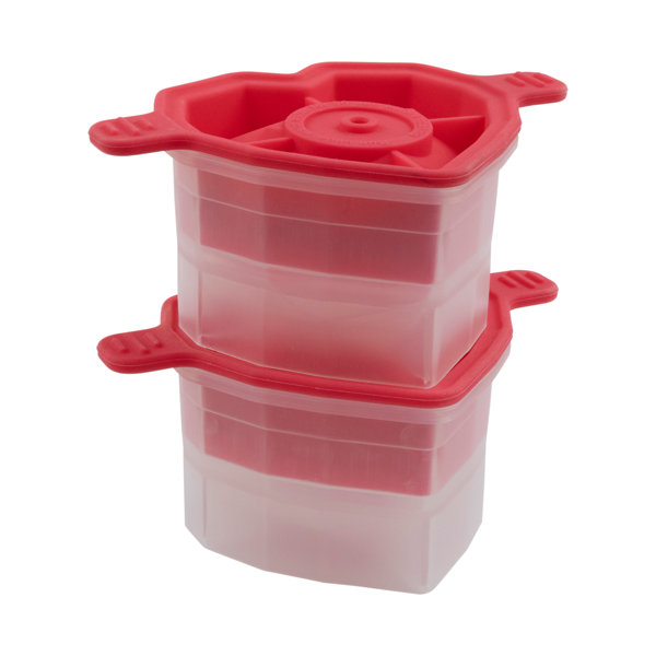 2 in 1, 3D Rose Ice Molds & Large Ice Cube Tray W/H lid, 4 Giant