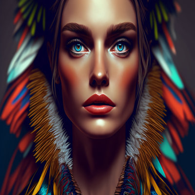 Femme sensuelle colorée en manteau de fourrure - impression sur toile