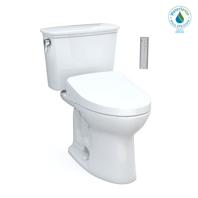 Toilette allongée TOTO® Drake® Transitional WASHLET® + deux pièces allongée à hauteur universelle 1,28 GPF avec chasse d'eau automatique, coton blanc