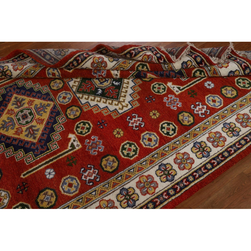 Tapis oriental en laine Kazak noué à la main 7 x 8 po