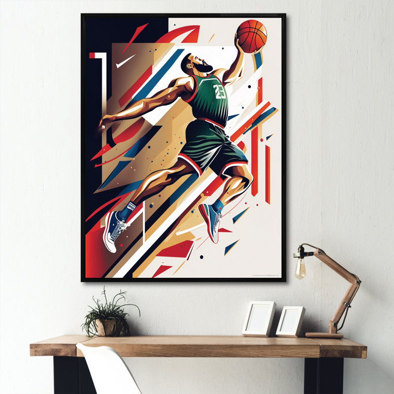Décoration murale Basketball Slam Dunk - Sport Basketball, H 32 po x l 24 po x P 1 po, Noir