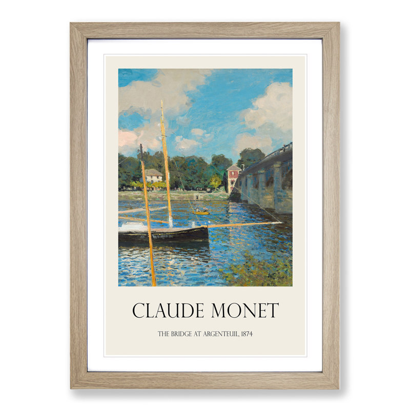 The Bridge at Argenteuil by Claude Monet - Picture Frame Painting, Oak Framed, 48cm H x 36cm W x 2cm D
